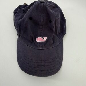 Vineyard Vines Baseball Cap‎ Navy Blue Pink Whale Logo Cotton Adjustable Strap